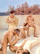 Three lustful trannies undresses to band one another into pooper very hard in dirty 3d porn toon