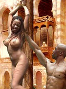 Slave girl listening to her cruel master!