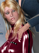 Super hot 3d girl in exclusive rubber body suits sedcutively posing.