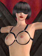 Big brunette bodybuilder babe enjoys jumping on a slim guy's boner very much in the coolest 3d porn toon