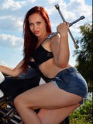 Horny spinner marfa exposes her curvy body and plays with her pussy