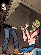 Blonde tied to a pole and started to bdsm sex