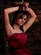Little slim captured girl gets bondaged and double penetrated hard.