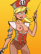 In this cool sex cartoon ponytailed chick comes to office where all chick have mega tits