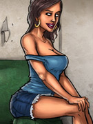 Curly brunette chick started growing fast when she's being fucking with a dude in hot cartoon porn