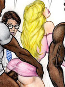 Black cock slides into the maids white pussy