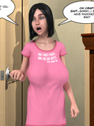 Busty 3d white babe taking off her bra and willingly lets balck guy fuck her titties.