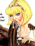 Awesome tits cartoon brunette beauty gonna be fucked by black stranger with big prick.