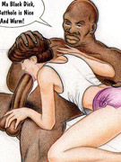 Perfect juggs cartoon blonde girl gets her mouth cum filled after blowing black dong.