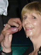Naughty blonde blows and bangs hard cock drinks cum from gla...