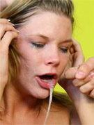 Teen's ass is left gaping wide as she's throat fucked