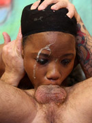 Two sluts lick cum off each others floppy tits