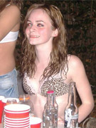 Drunk blonde  teen laughing and masturbating