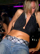 Cum hungry party cuties undressing and going wild with lucky stud in the club.