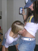 Cute girls with large breasts in upskirt party photos