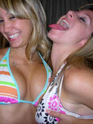 Xxx pics offour drunk babes in bikinies teasing naked guy poolside.