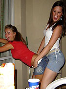Hot teens in tight clothes outlining their gorgeous curves going to party