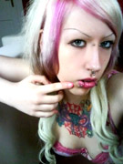 Teen emo slut shows off her slim body to make you dirty