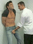 Riley vicek makes his first appearance on video and he gets humiliated and gang-banged in the public toilet.