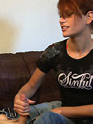 Busty ginger teen sucks dick and gets her tight asshole creampied