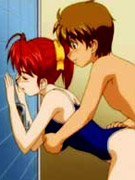 Dudes shaving hentai pussy, toying her & ass-fucking with thermometer