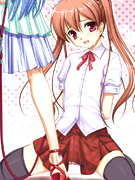 Innocent hentai girl gets her neck trapped with collar