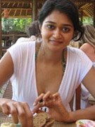 Gaya patal strips and pulls open her juicy, meaty clam