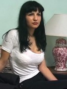 Blonde erotic teen girl taking off her tight thongs and shooting her pussy on a phone. then she rides a fucking machine in front of the mirror.