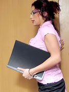 Brunette secretary angelina croft seduces coworker