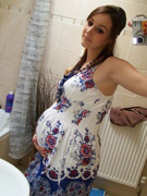 Big bellied mom to be flaunting her wet twat