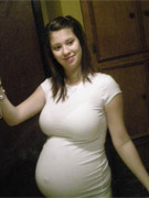 Pregnant girl in red