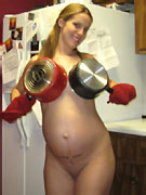 Tegan puts some baby oil on her body