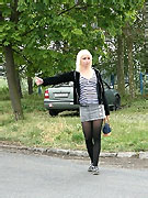 Gagballed enslaved beauty humiliated in the public before being plowed hard.
