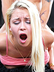 Gitl screaming when getting her tight asshole screwed by a huge plunger