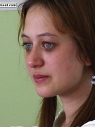Nasty red chick is sad in the gym waiting for a good spanking