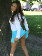 Brazen public upskirt