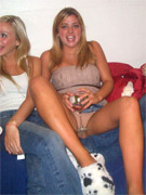 Bare pussy up denim skirt