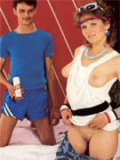 Two naughty eighties girls pleasing a big dick together