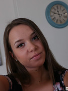 Not porn star teen with very nice boobs takes her pics naked on her blue iphone